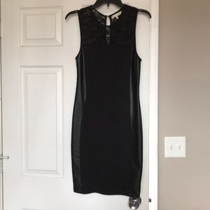 Black lace/leather/knit dress sz M